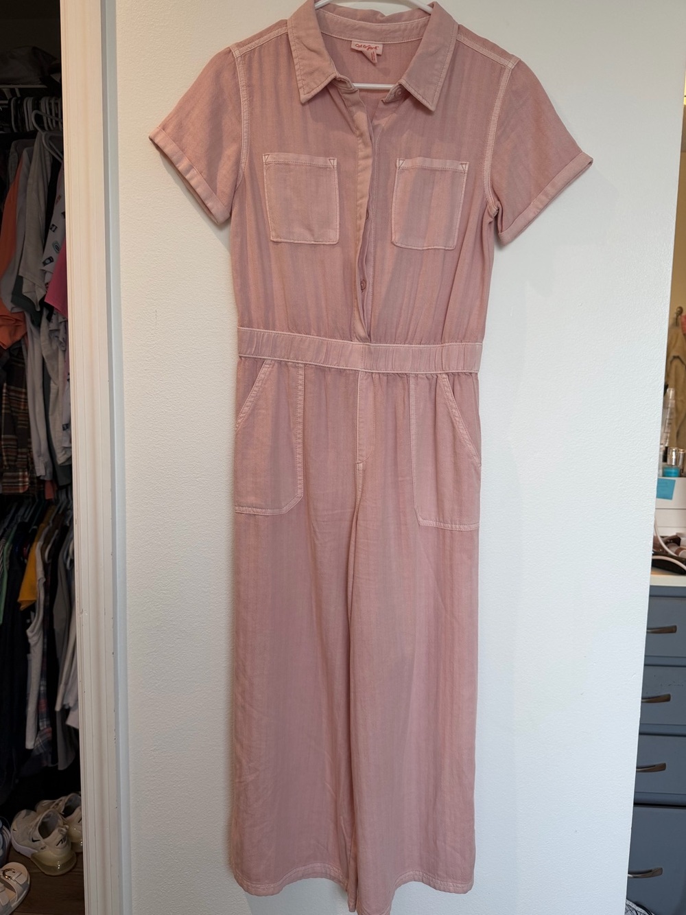 Cat & Jack Dusty Pink Short-Sleeve Utility Jumpsuit